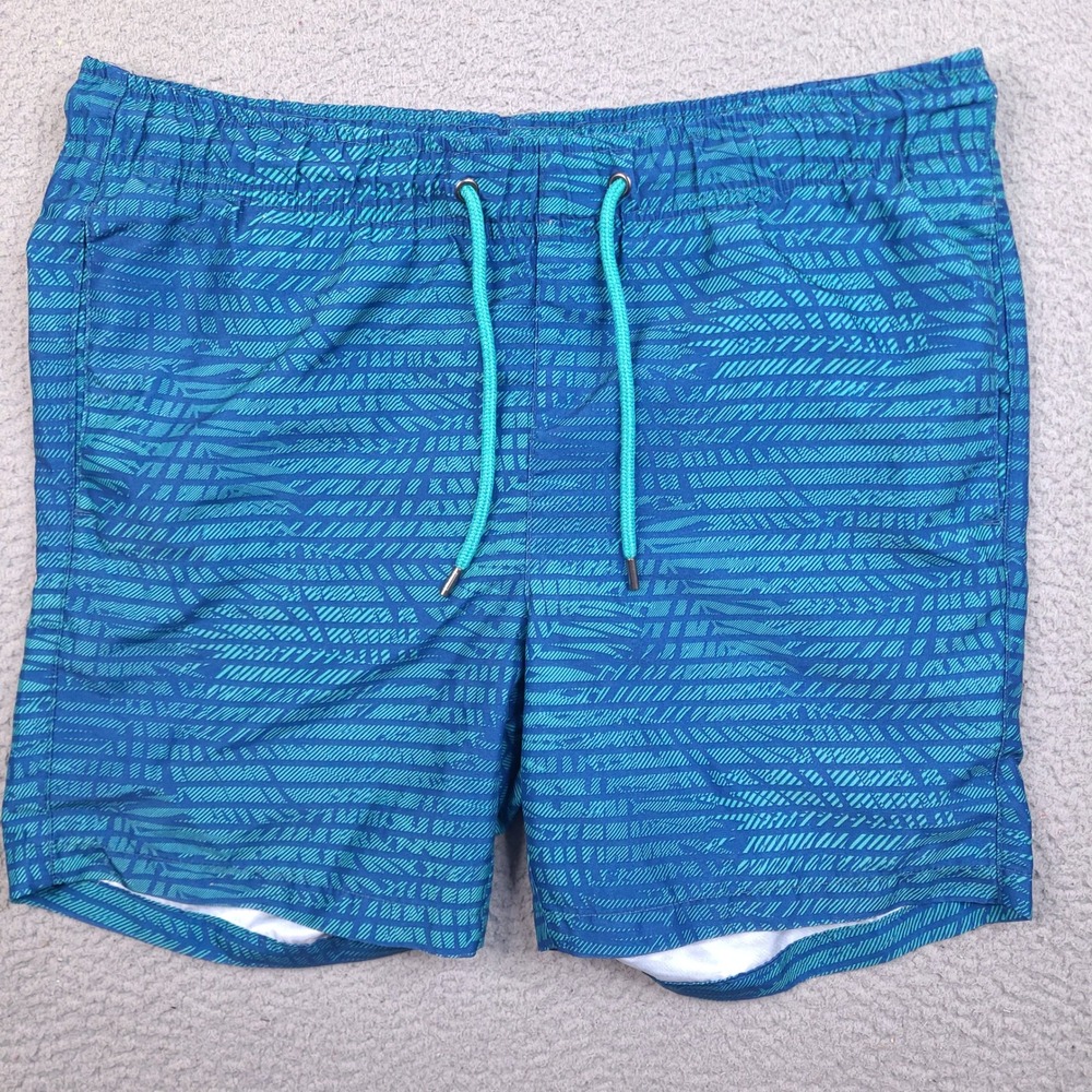 Ike Behar Mens Swim Trunks Shorts Size Small 30‎ Waist Blue Teal Geometric Palm